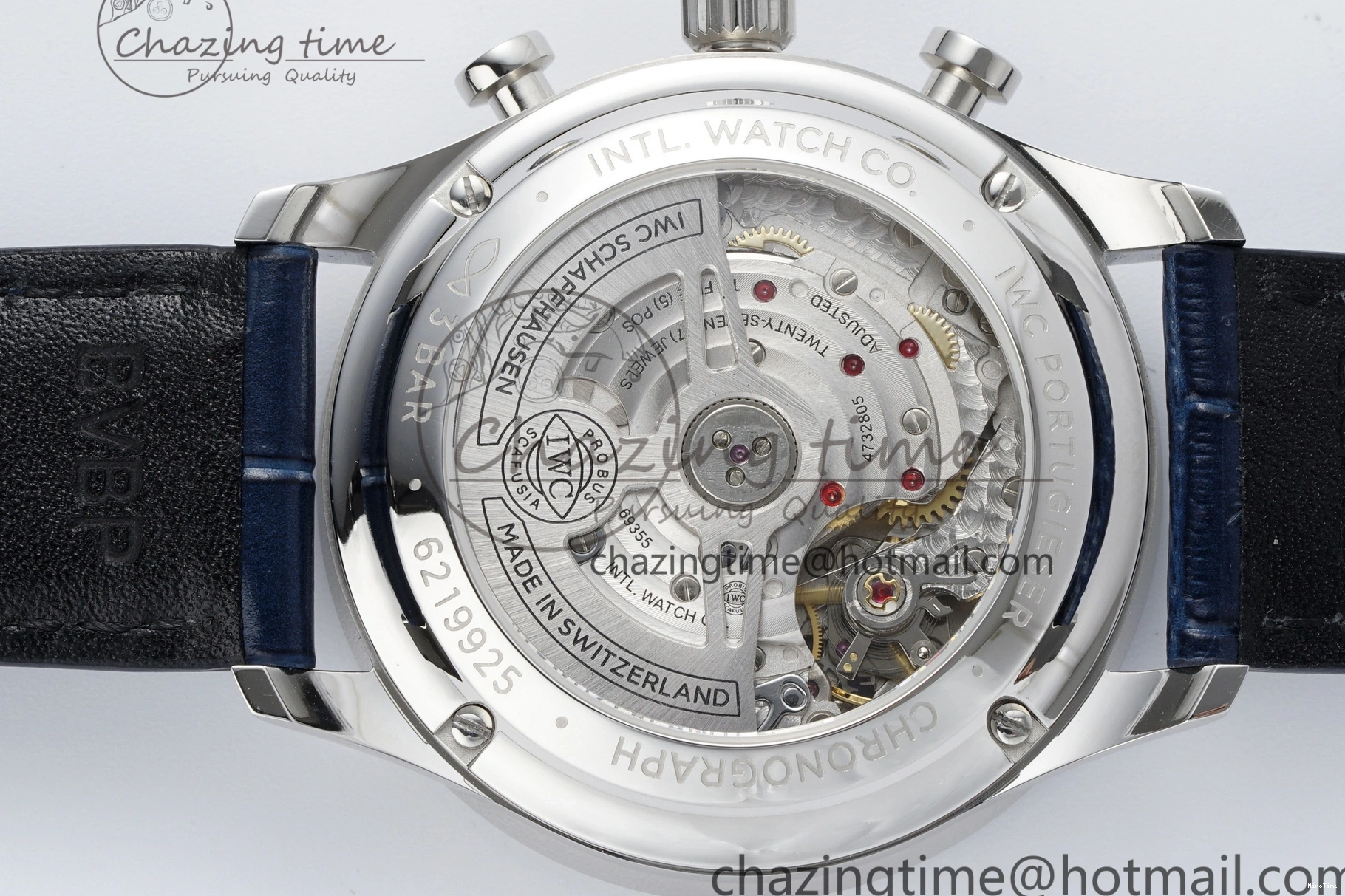 MIROTIME 0206 Portuguese Chrono IW371620 APSF 1:1 Best Edition White Blue Dial on Blue Leather Strap A MultiPurpose 7039
